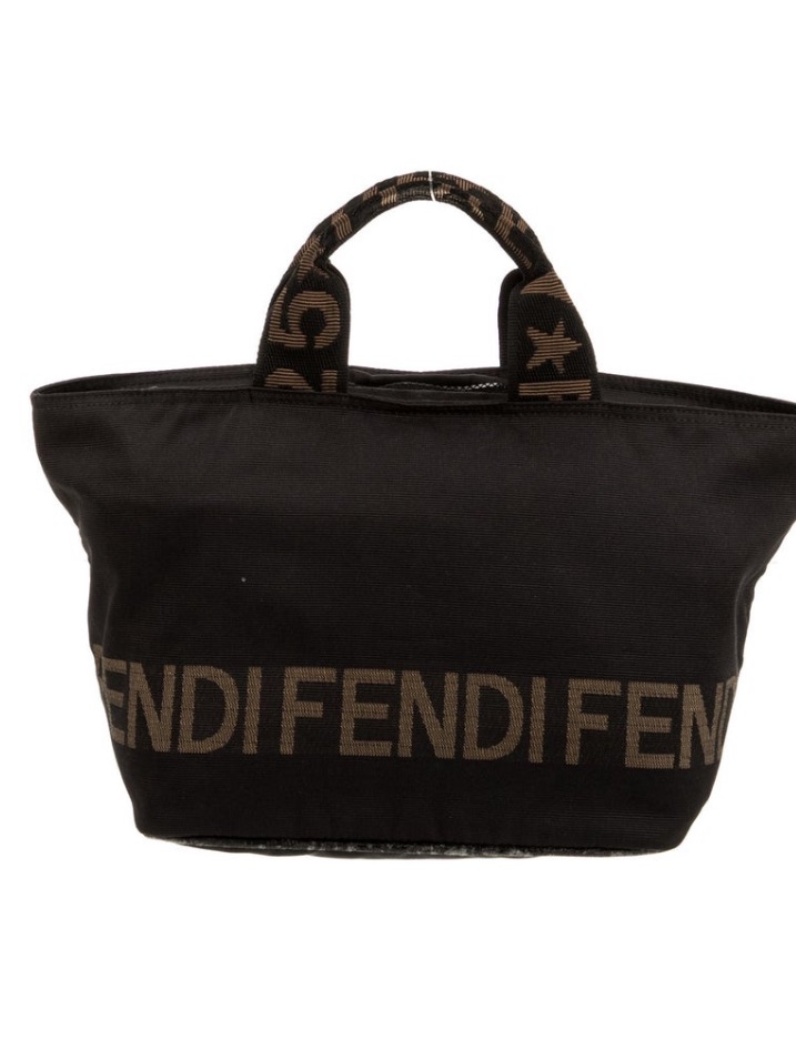 Fendi Black Canvas Logo Top-Handle Small Tote